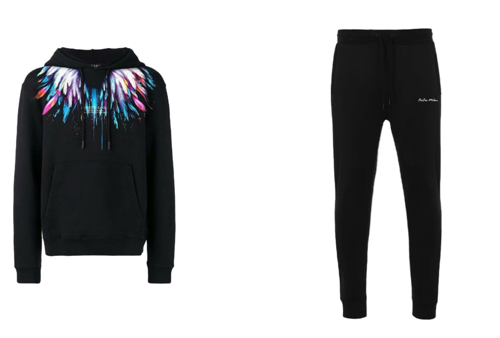 FesFas colorful feathers-print Hoodie Set | Black
