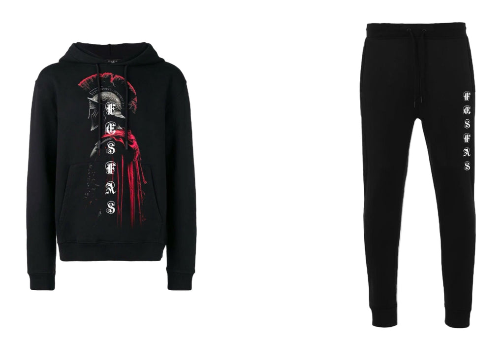 FesFas Combatant-print Hoodie Set | Black