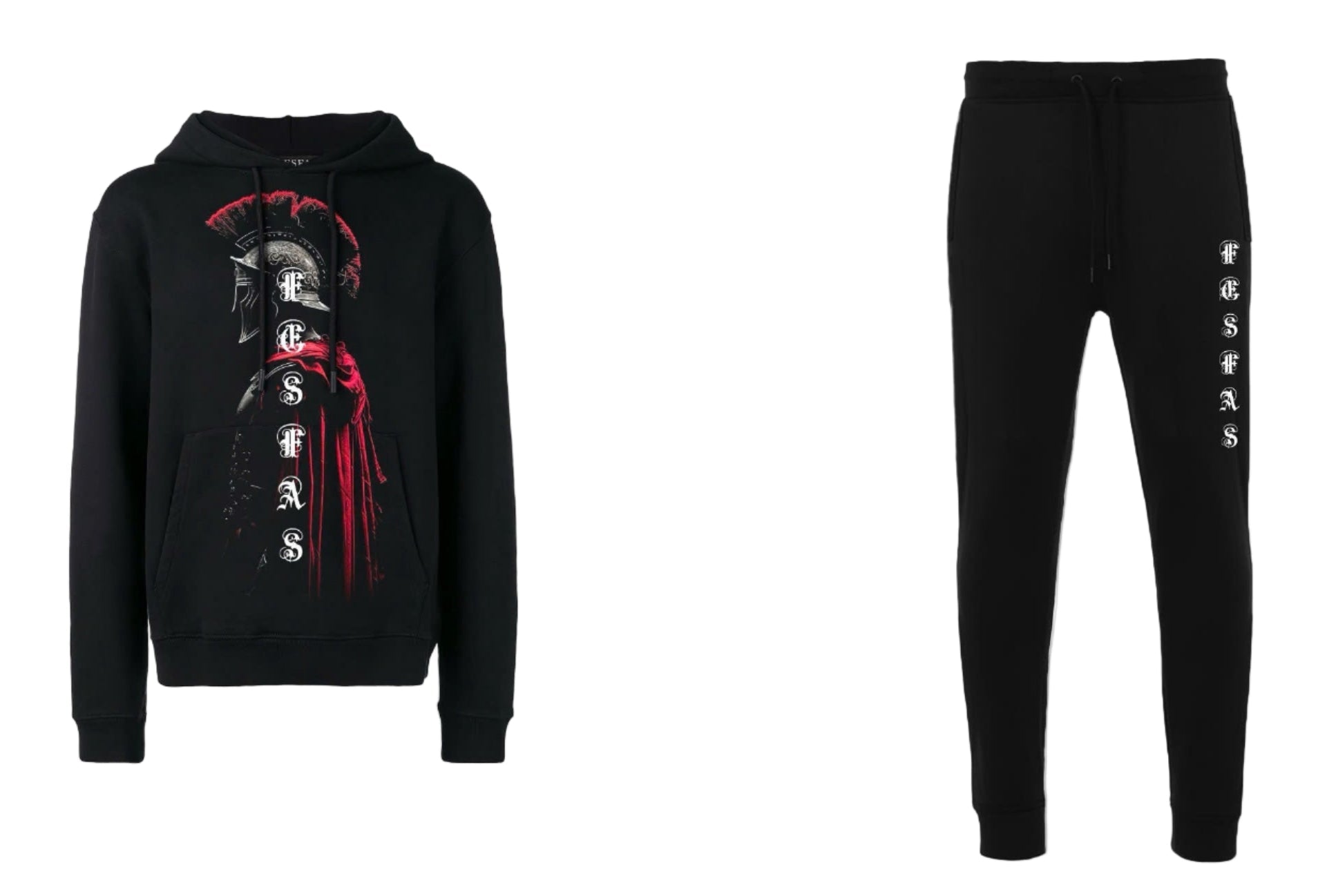 FesFas Combatant-print Hoodie Set | Black