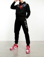 FesFas colorful feathers-print Hoodie Set | Black