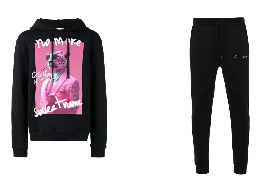 FesFas Panther-print Hoodie Set | Black
