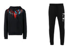 FesFas colorful feathers-print Hoodie Set | Black