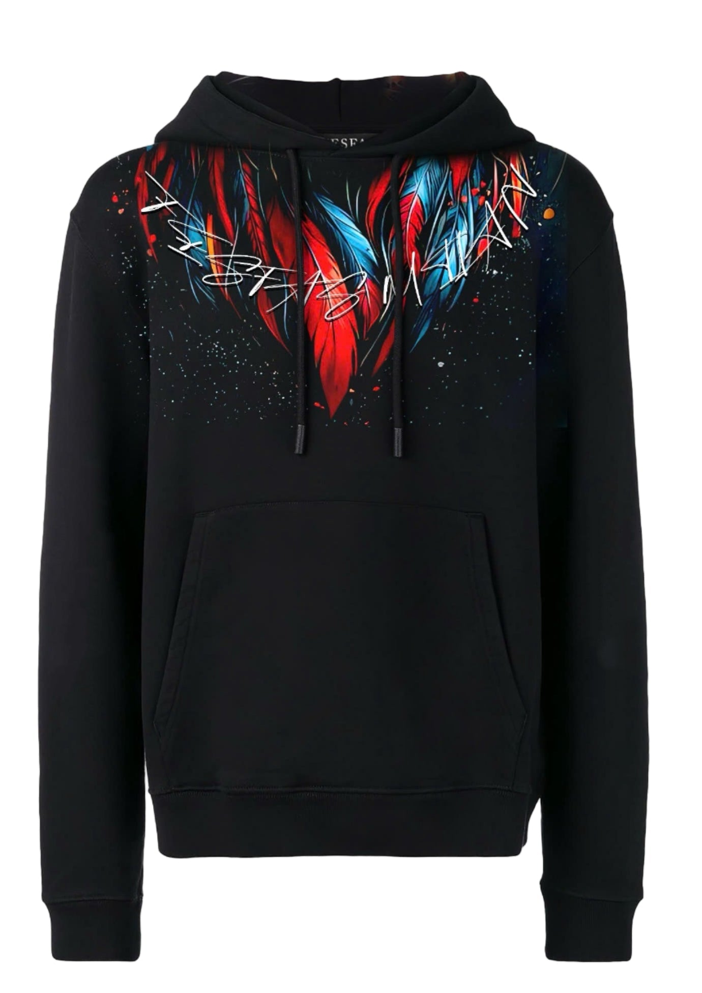 FesFas colorful feathers-print Hoodie Set | Black