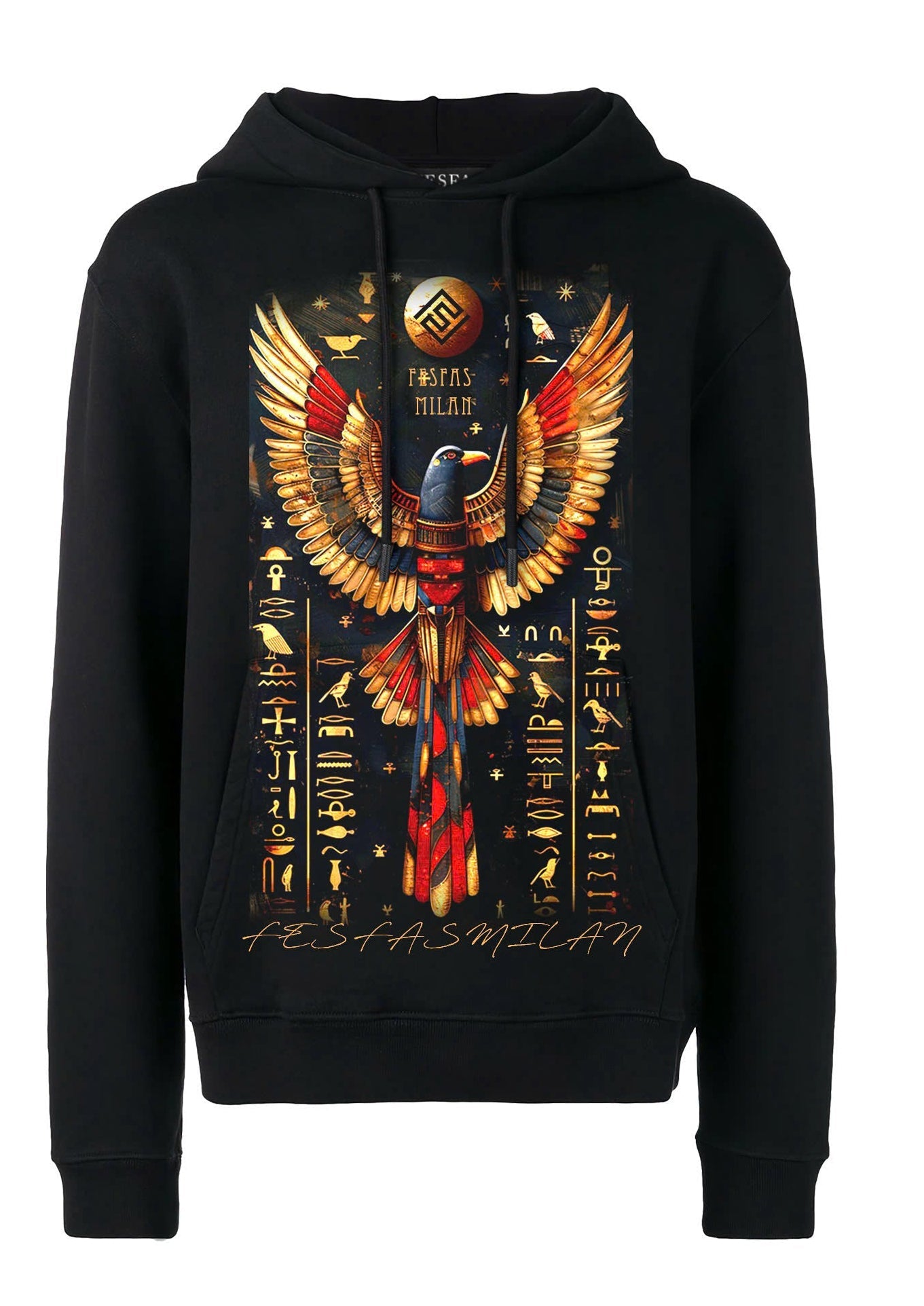 FesFas Egyptian bird-print Hoodie Set | Black