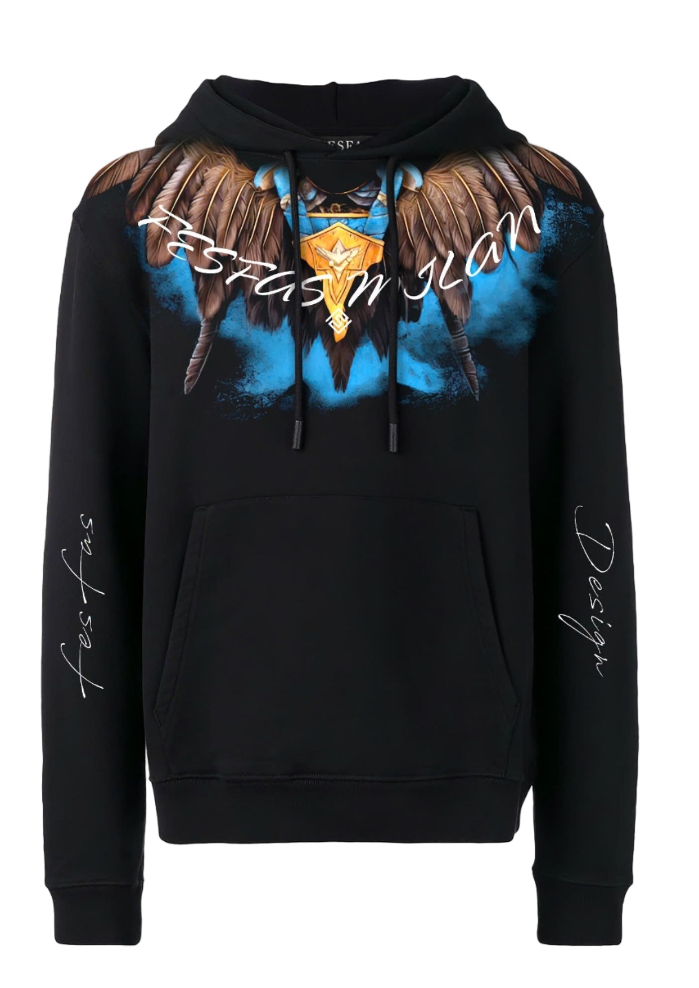 FesFas colorful feathers-print Hoodie | Black