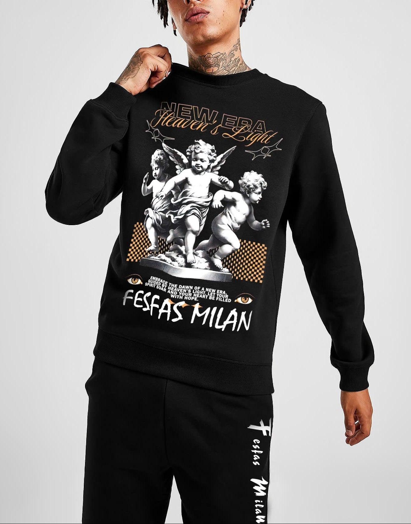 FesFas Angels-print Sweatshirt Set | Black