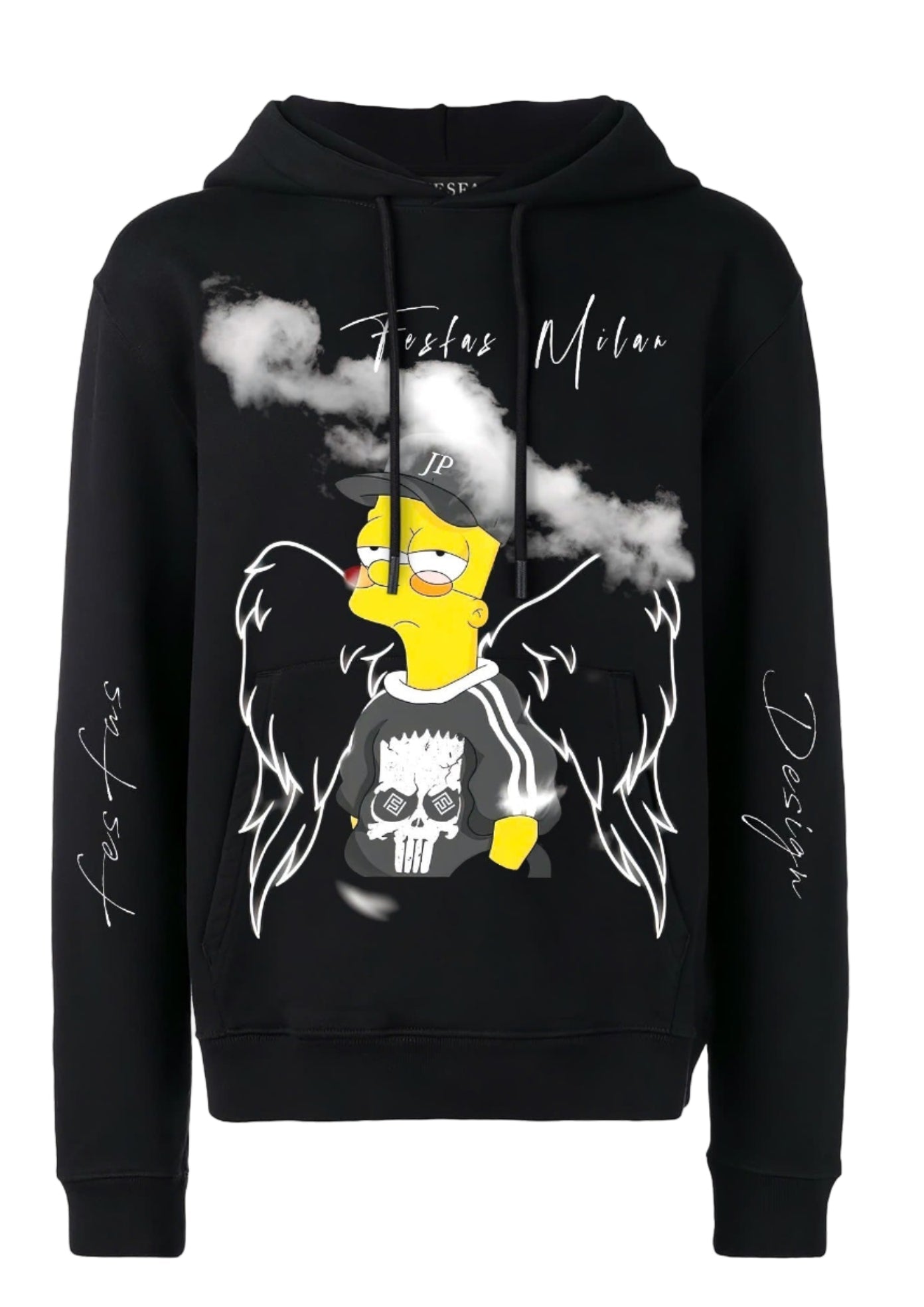FesFas angel-print Hoodie | Black