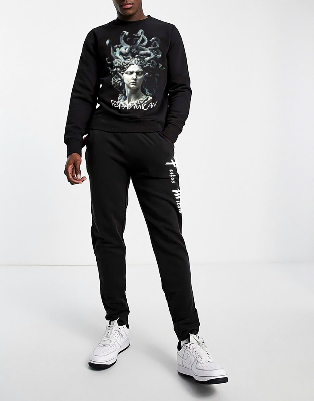 FesFas Medusa-print Sweatshirt Set | Black