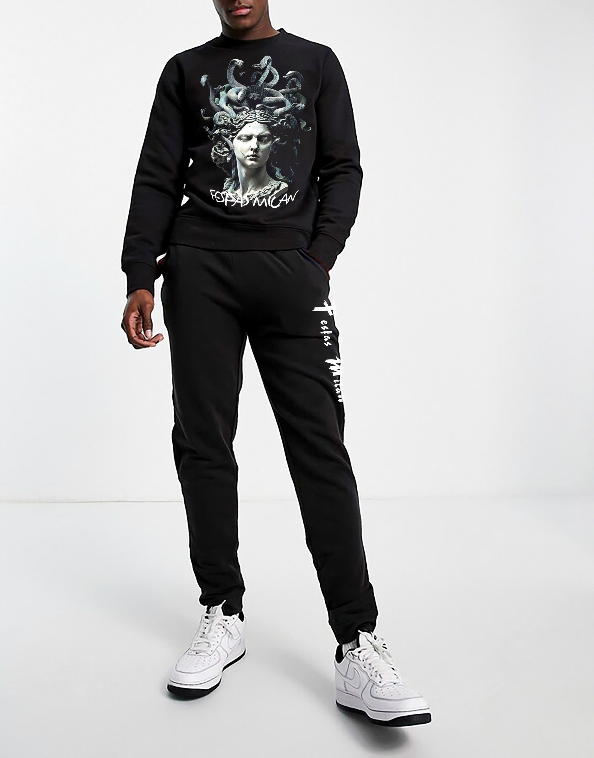 FesFas Medusa-print Sweatshirt Set | Black