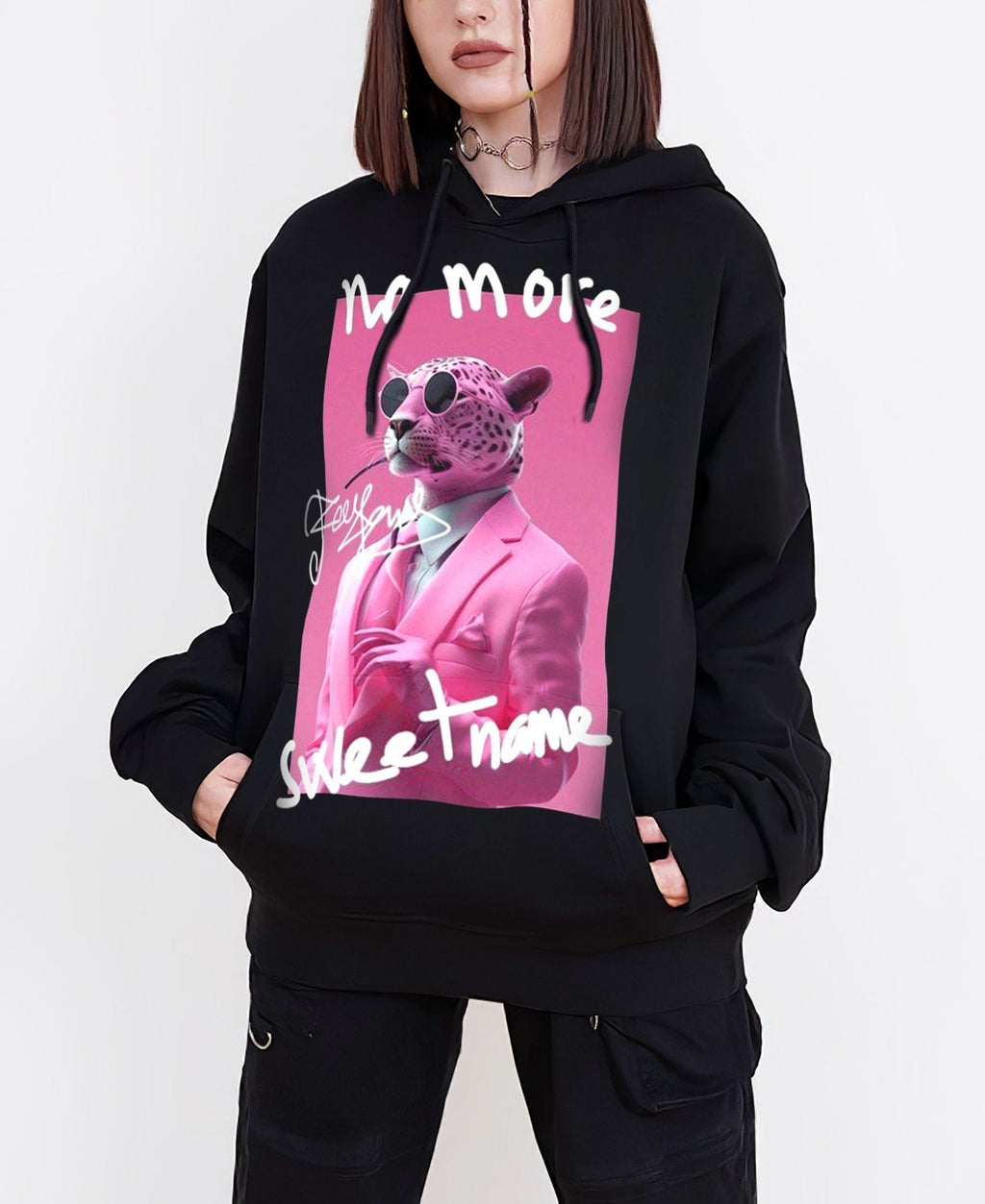 FesFas Panther-print Hoodie Set | Black