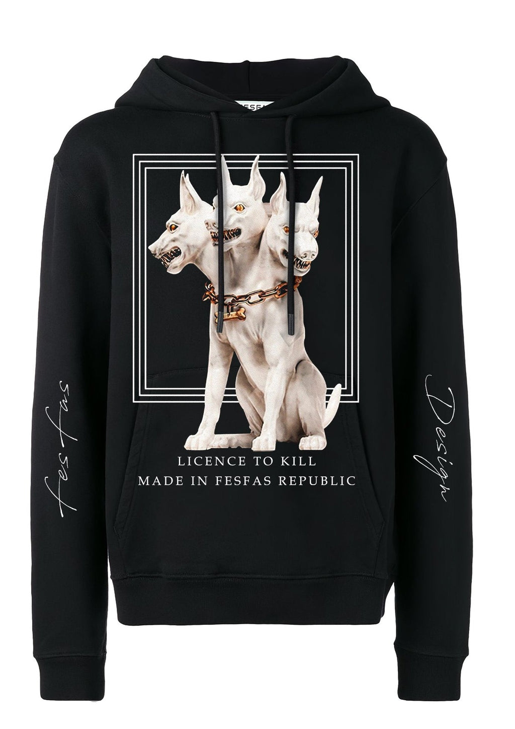 FesFas Headed Dog-print Hoodie | Black