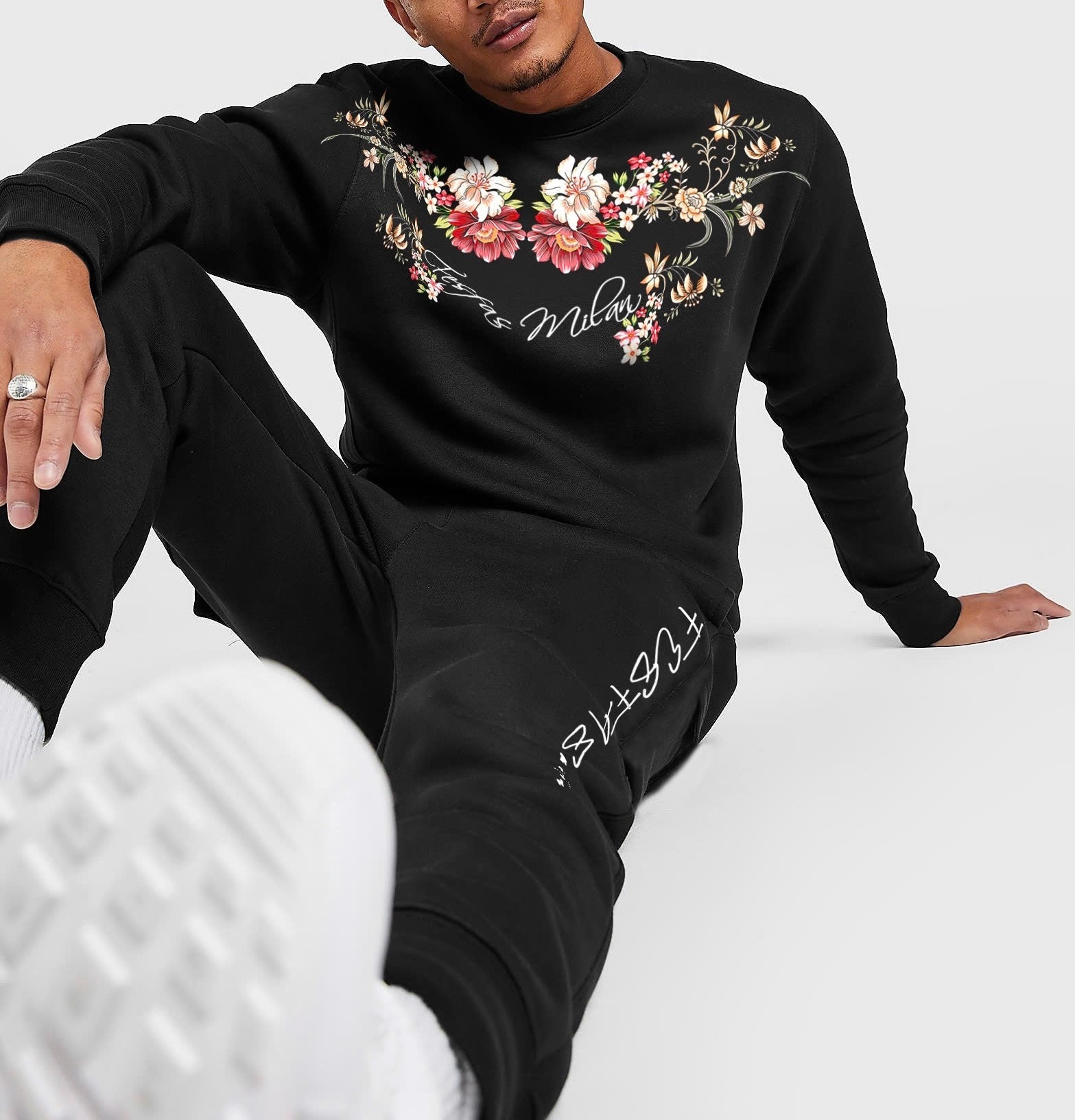 FesFas Flowers-print Sweatshirt Set | Black