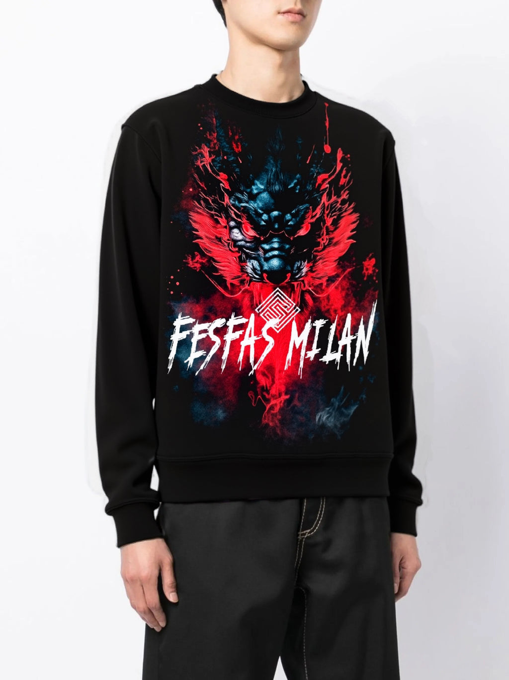 FesFas dark oni fusion-print Sweatshirt | Black
