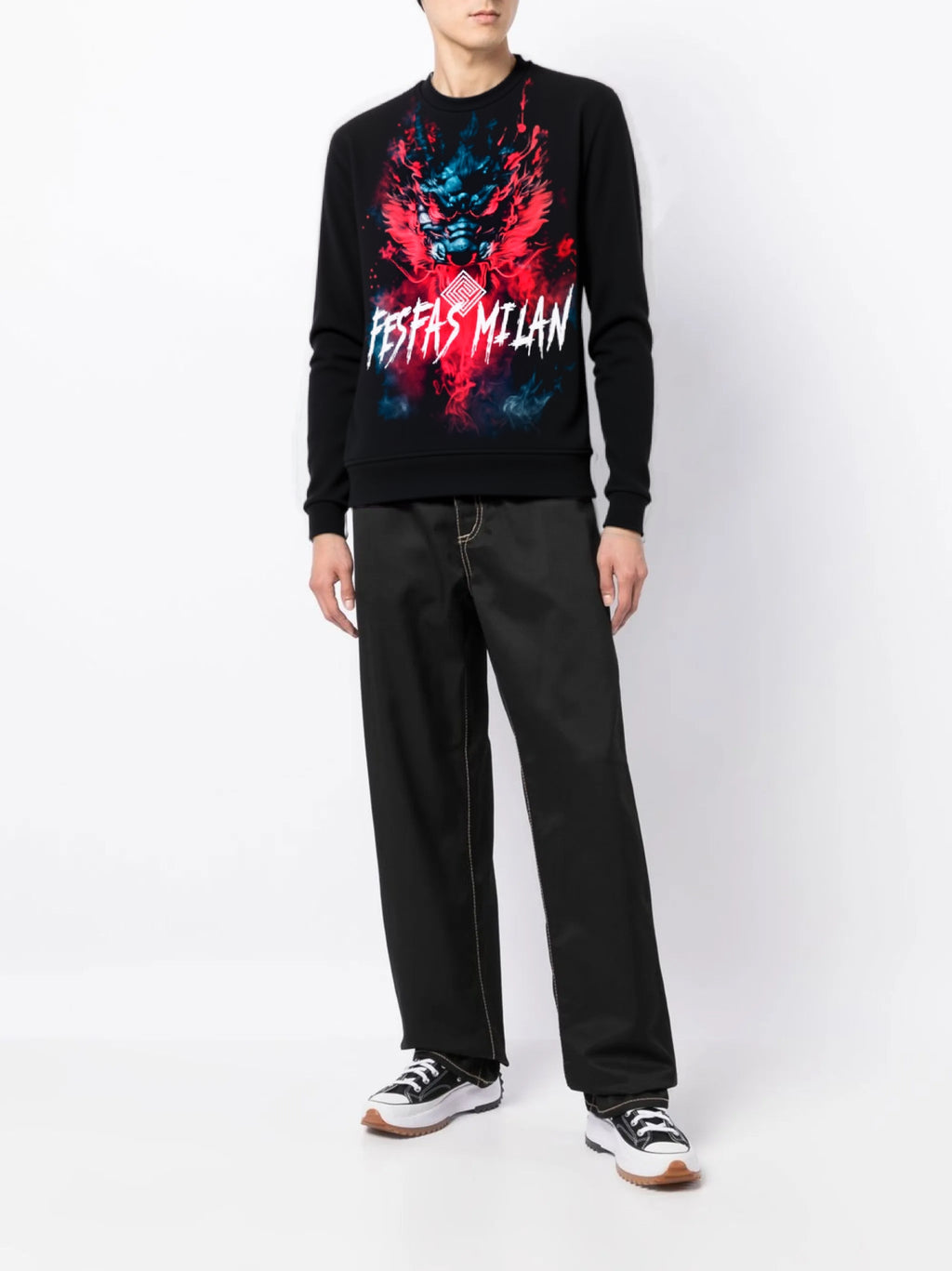 FesFas dark oni fusion-print Sweatshirt | Black