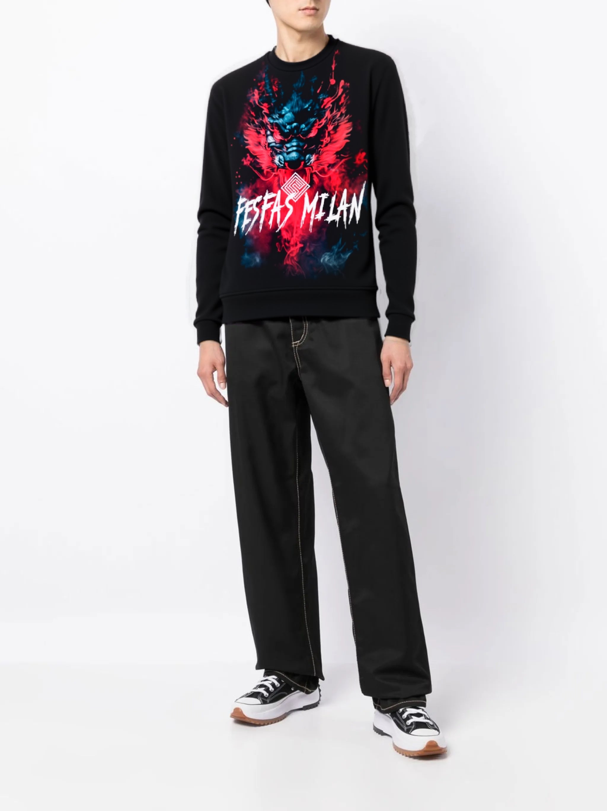 FesFas dark oni fusion-print Sweatshirt | Black