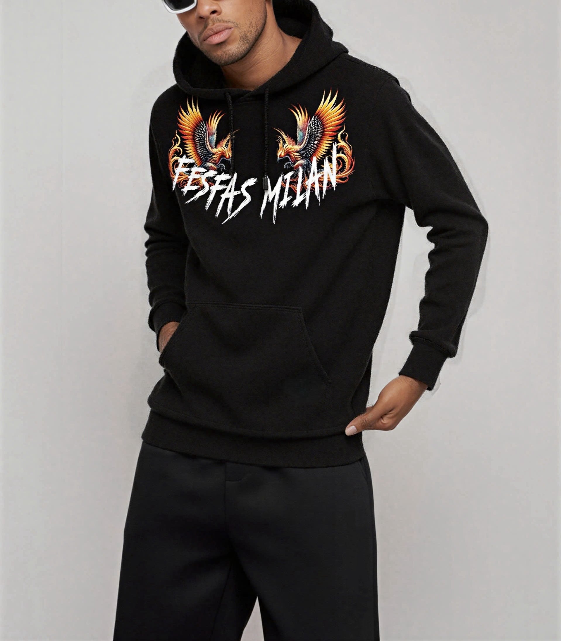 FesFas flamme phoenix-print Hoodie | Black