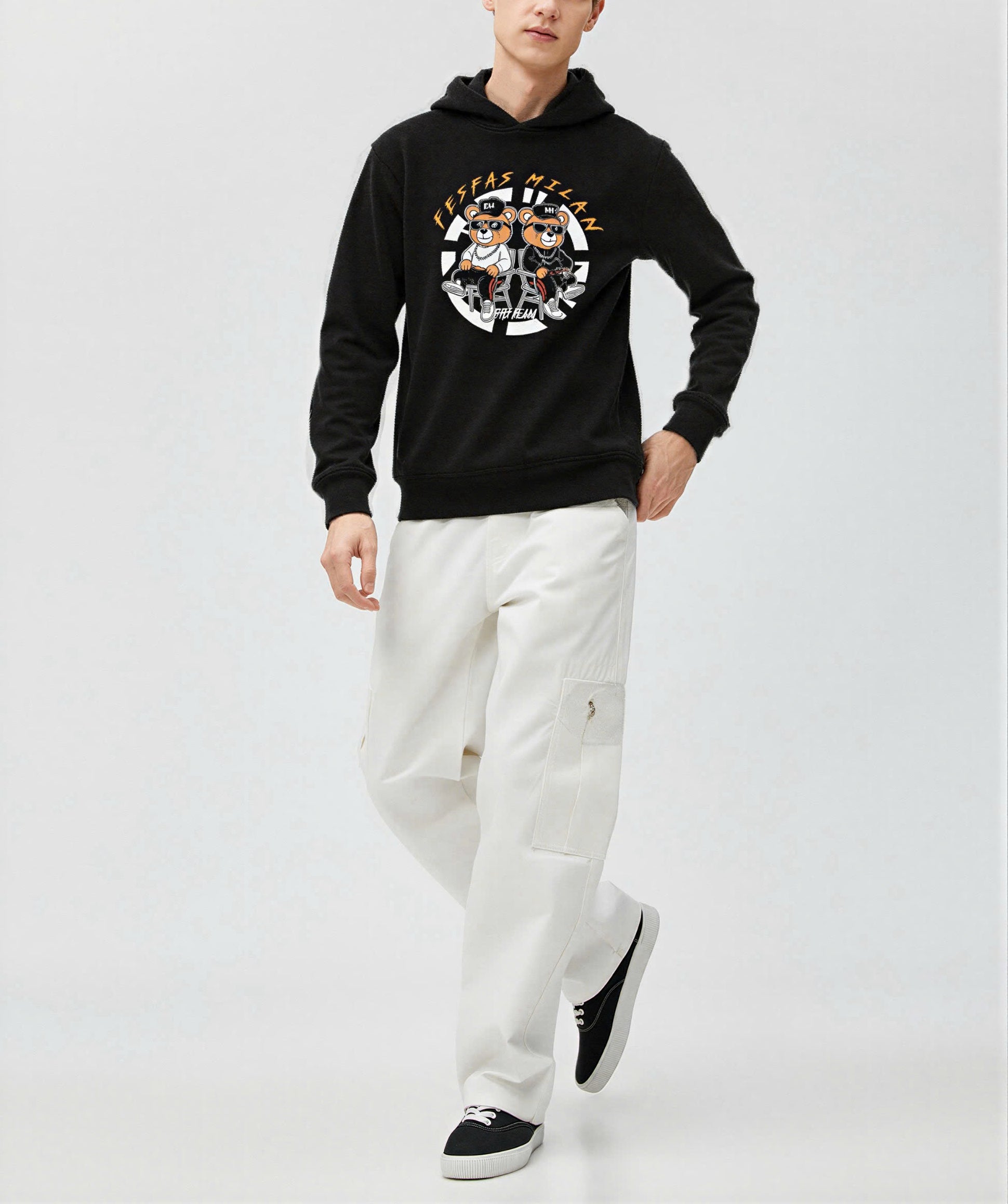 FesFas bear-print Hoodie | Black