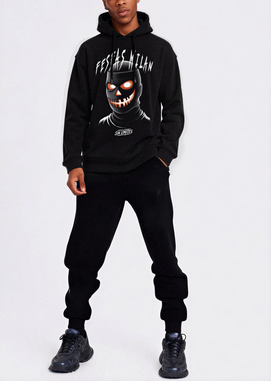 FesFas pumpkin mask-print Hoodie | Black