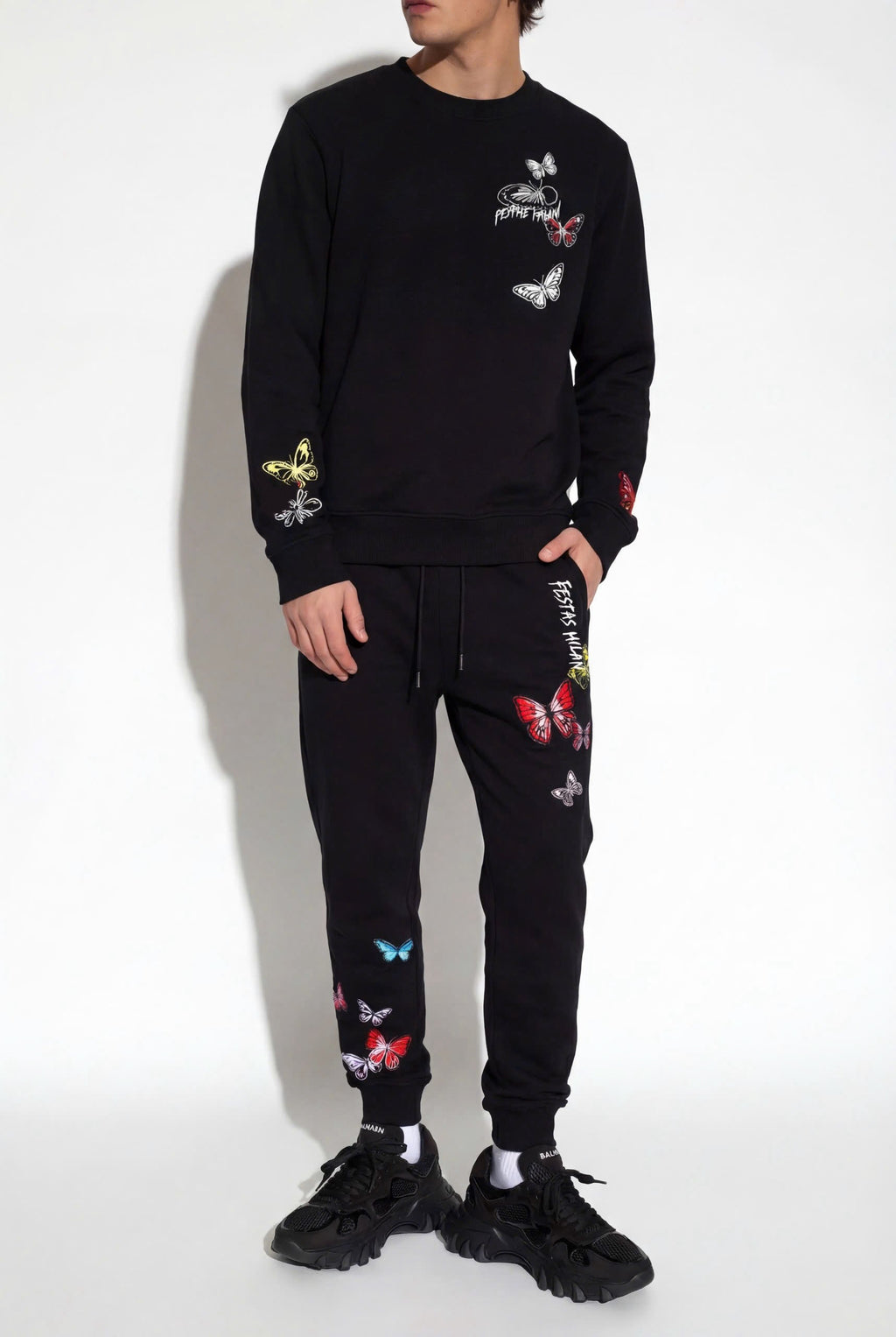 FesFas butterflies-print Sweatshirt Set | Black