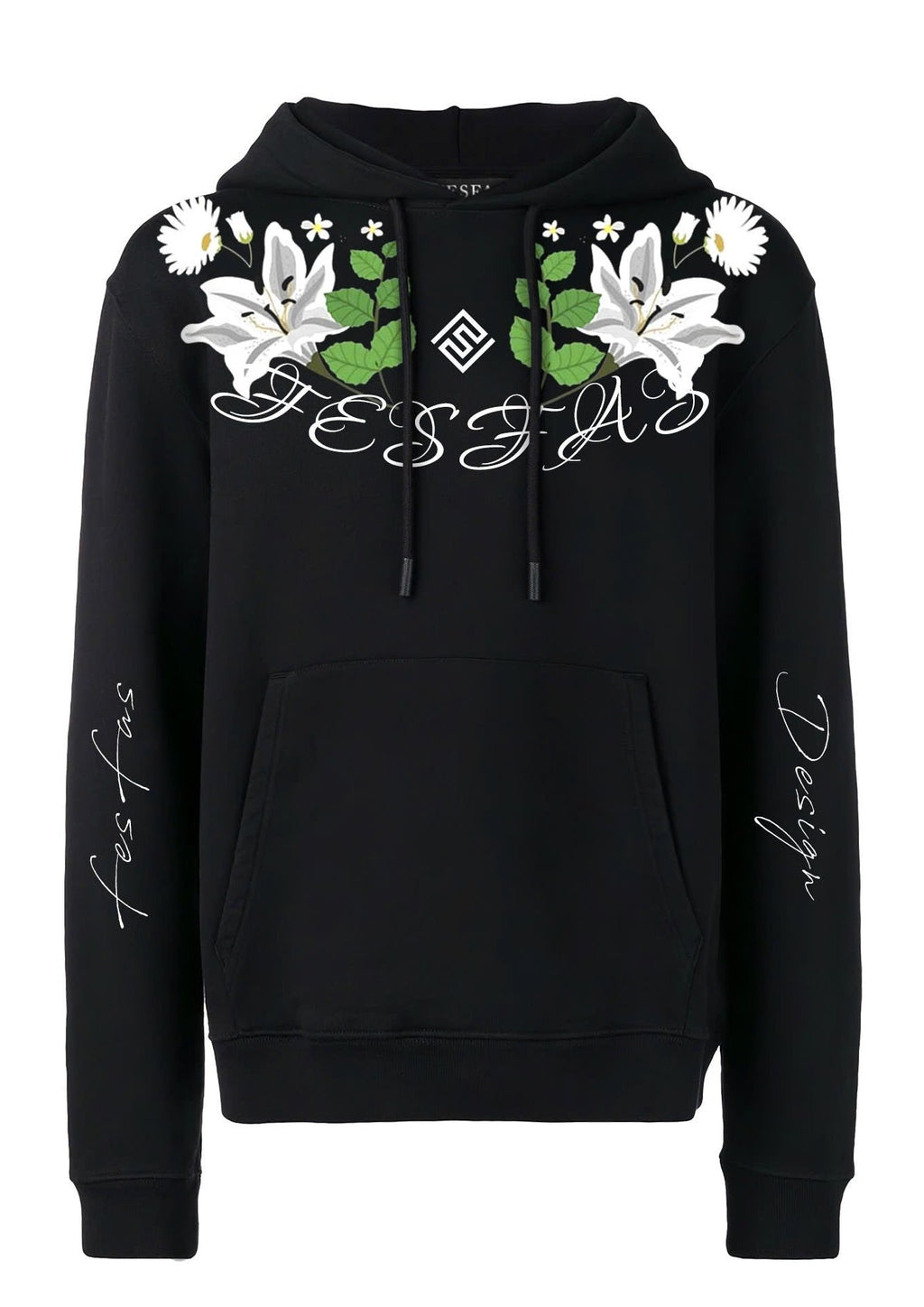 FesFas flower-print Hoodie | Black
