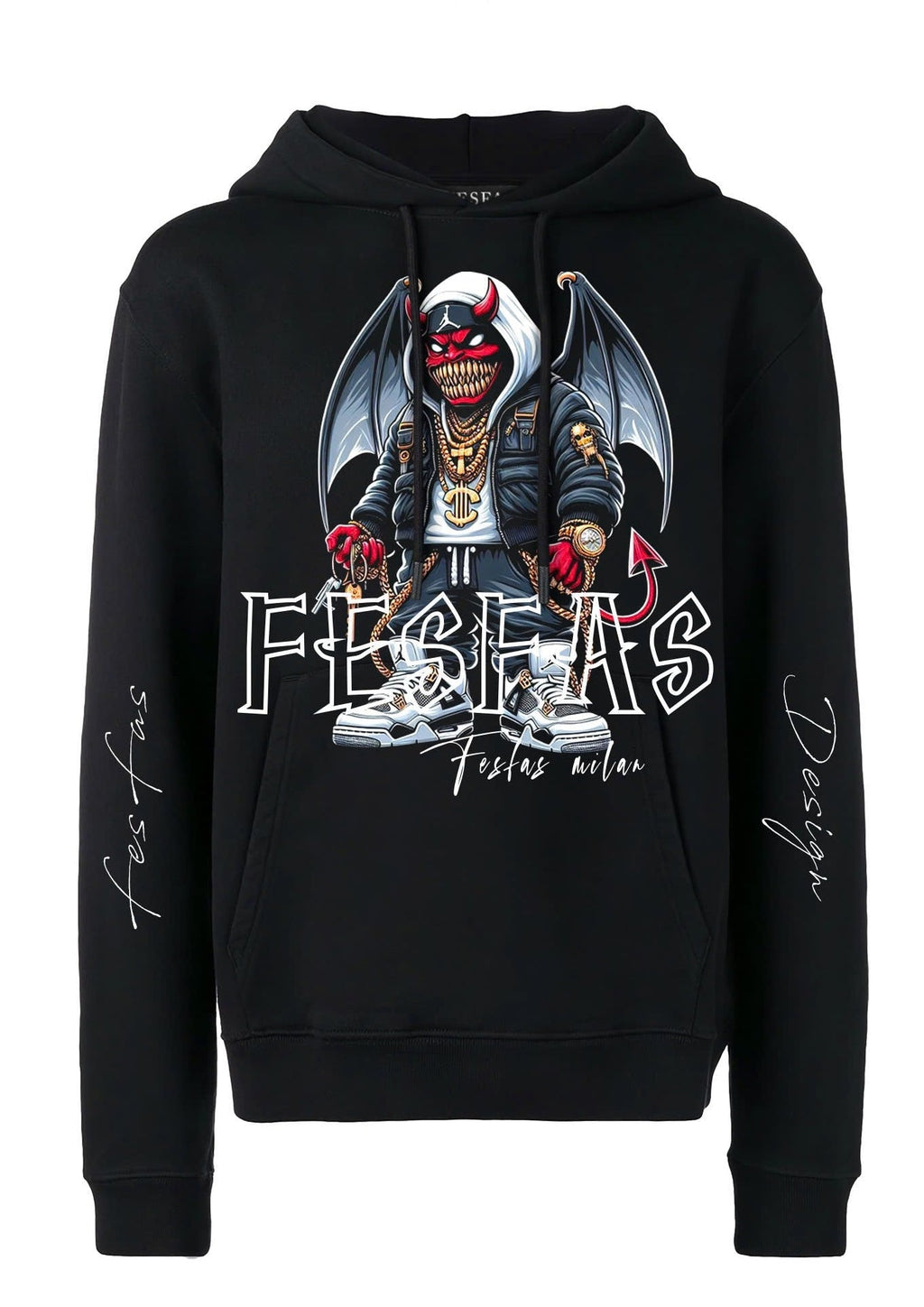 FesFas monster-print Hoodie | Black | Unisex