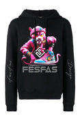 FesFas pink cat-print Hoodie | Black