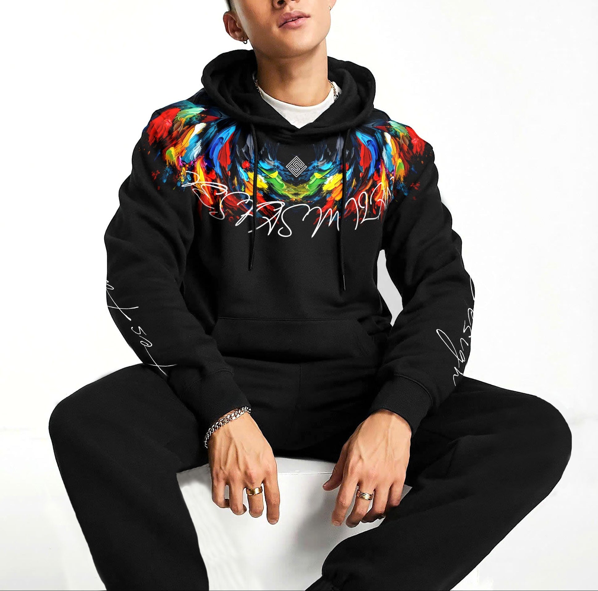 FesFas color-print Hoodie | Black