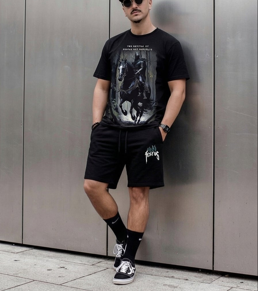 FesFas dark knight-print T-shirt Set | Black