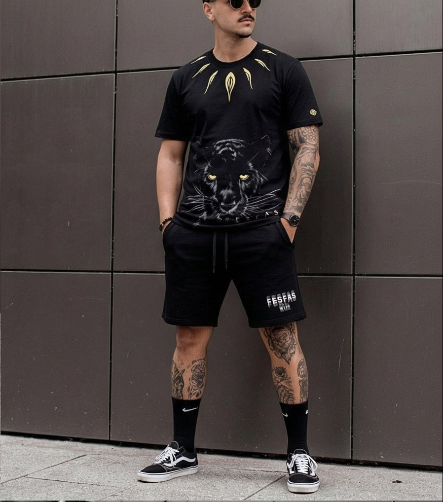 FesFas black panther-print T-shirt Set | Black