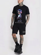 FesFas hiphop boy-print T-shirt Set | Black