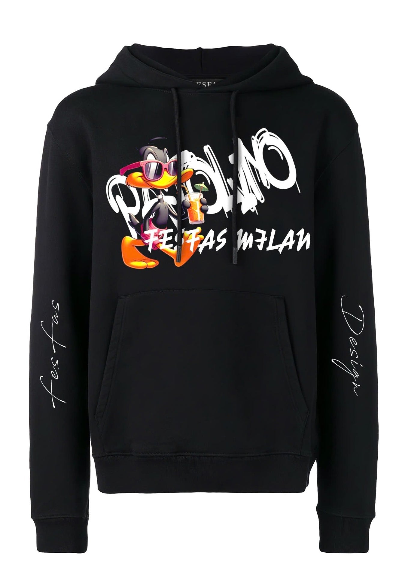 FesFas duck-print Hoodie | Black