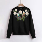 FesFas Flowers and Birds-print Sweatshirt | Black