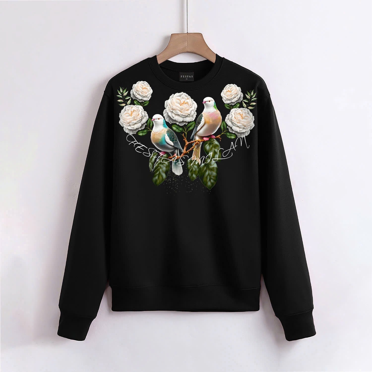 FesFas Flowers and Birds-print Sweatshirt | Black