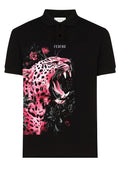 FesFas Pink Leopard-print Polo Shirt | Black
