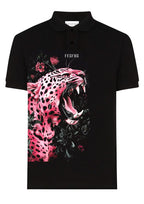FesFas Pink Leopard-print Polo Shirt | Black