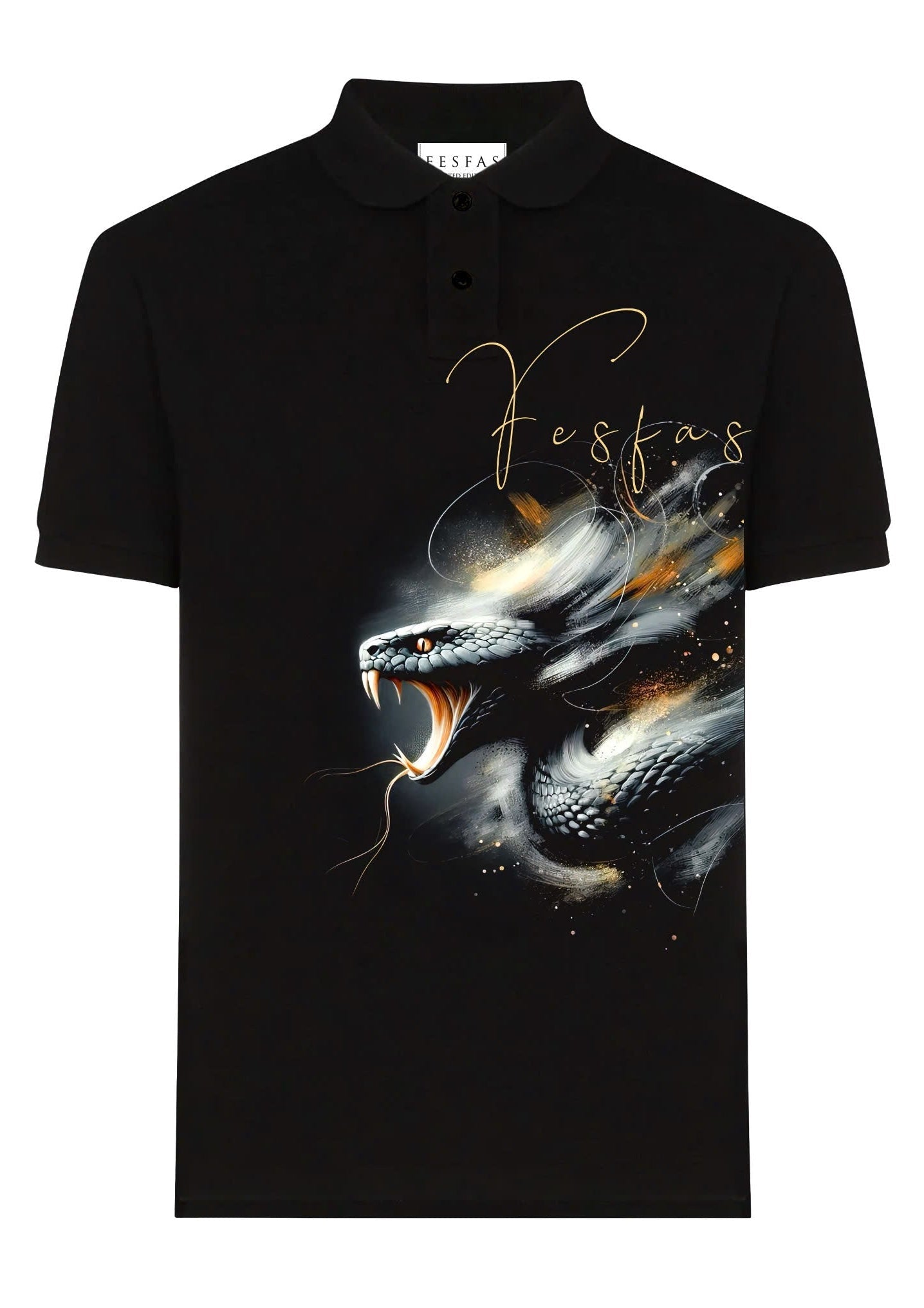 FesFas King Cobra-print Polo Shirt | Black