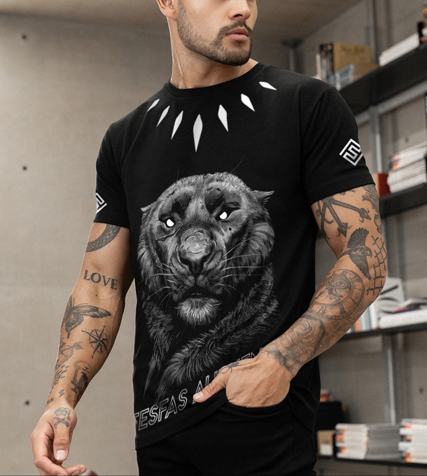 FesFas panther-print T-shirt Set | Black