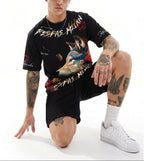 FesFas wolf-print T-shirt Set | Black