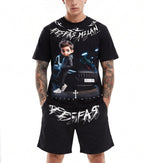 FesFas racing boy-print T-shirt Set | Black