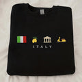 Italy Embroidered Cozy Comfortable Black Flag Lemon Travel Summer Winter Vespa Scooter Europe Dolce Vita Mediterranean Cotton Black T-Shirts, Hoodie, Sweatshirt