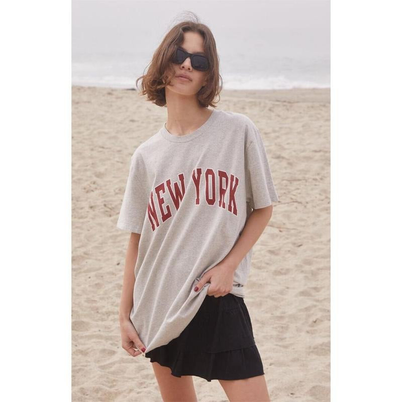 John Galt Women's Penelope Red New York Oversized T-Shirt - Multicolor Hoodie, Sweatshirt | GrindPrints.com