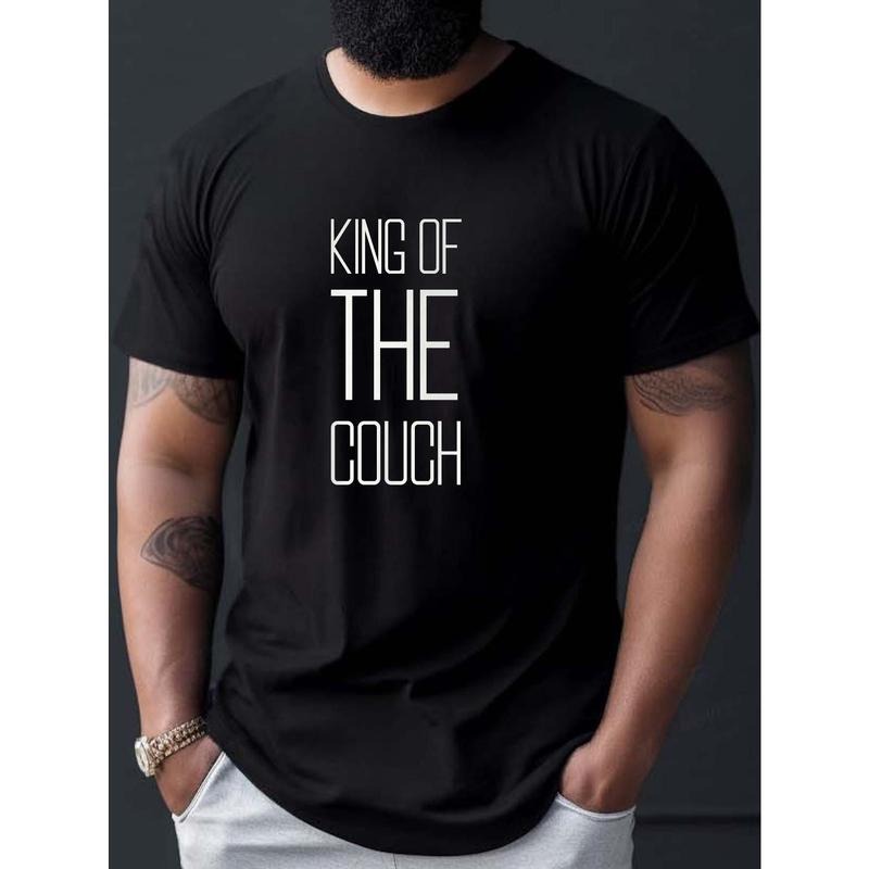 KING OF THE COUCH Print T Shirt, Tees For Men, Casual Short Sleeve T-shirt For Summer Made in USA Hoodie, Sweatshirt