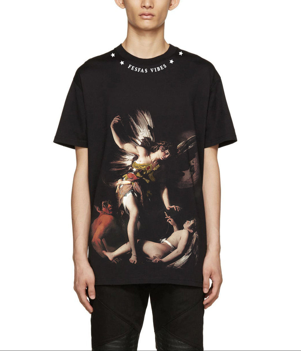 FesFas sacred love-print T-shirt | Black