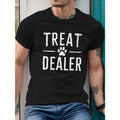 Men's Casual Short Sleeve T-Shirt with "TREAT DEALER" Print, Geometric Pattern, Cotton Knit Fabric, Regular Fit, Summer...