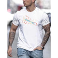 Men's Guitar Print T-shirt, Casual Short Sleeve Crew Neck Tee, Men's Clothing For Outdoor Made in USA Hoodie, Sweatshirt