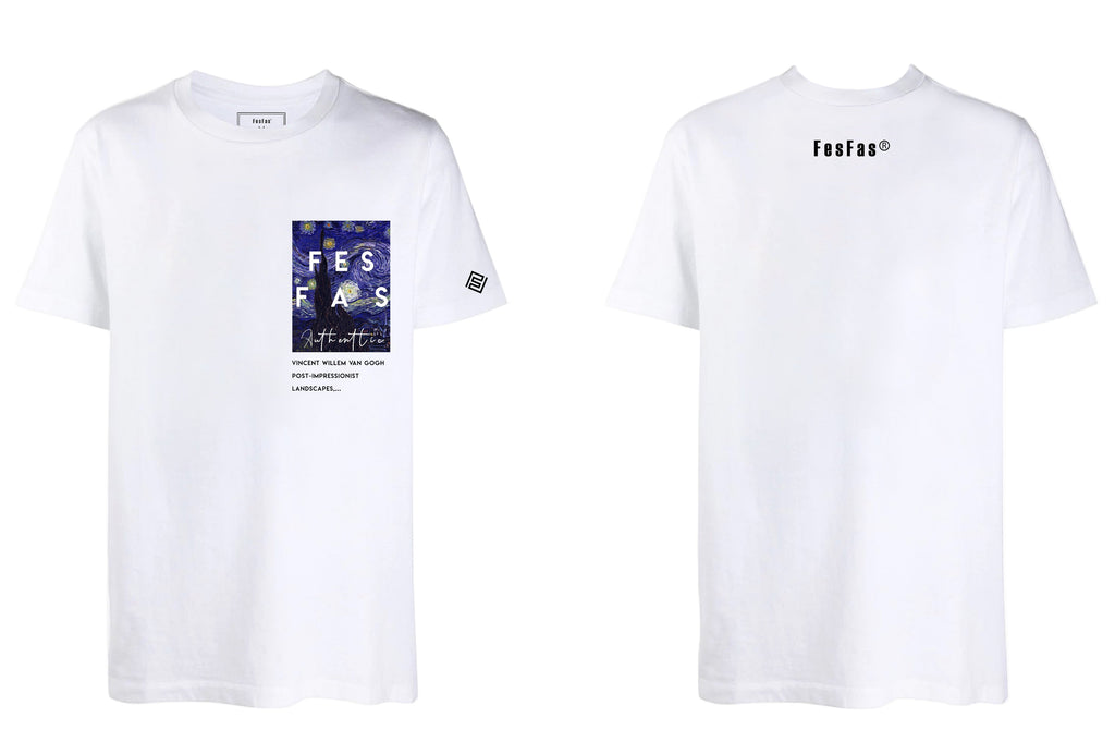 FesFas starry night-print T-shirt | White