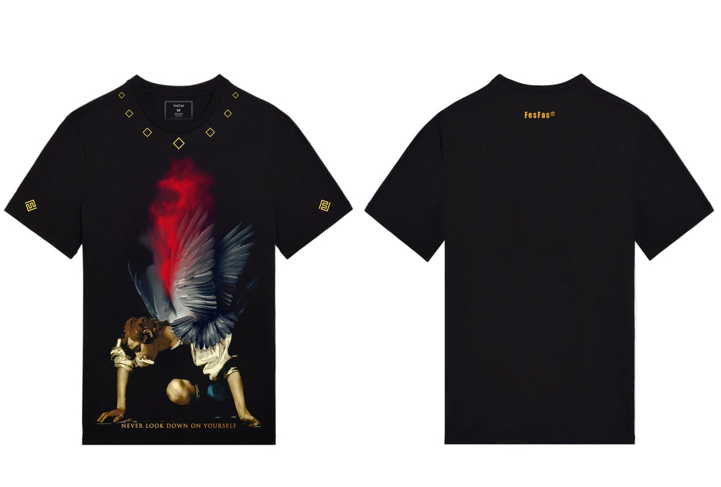 FesFas angel-print T-shirt | Black