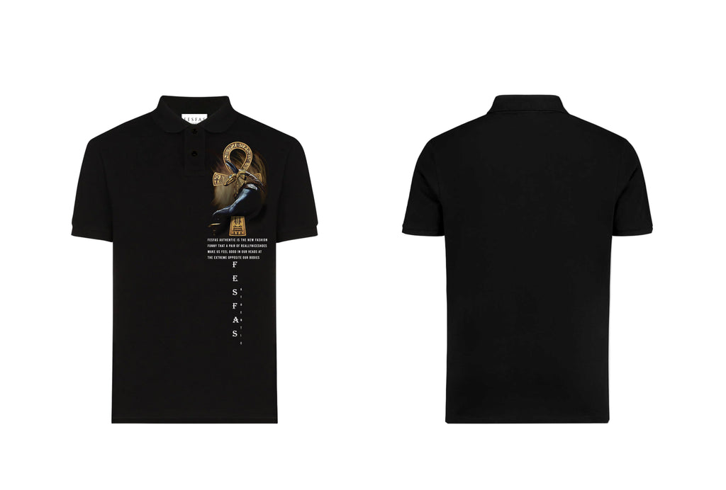 FesFas Anubis-print Polo Shirt | Black