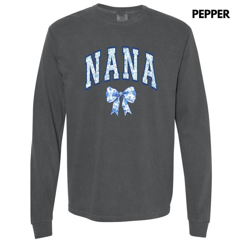 Nana Ginger Jar Florals Long Sleeve Comfort Colors T-Shirt 'NLB' Hoodie, Sweatshirt | GrindPrints.com