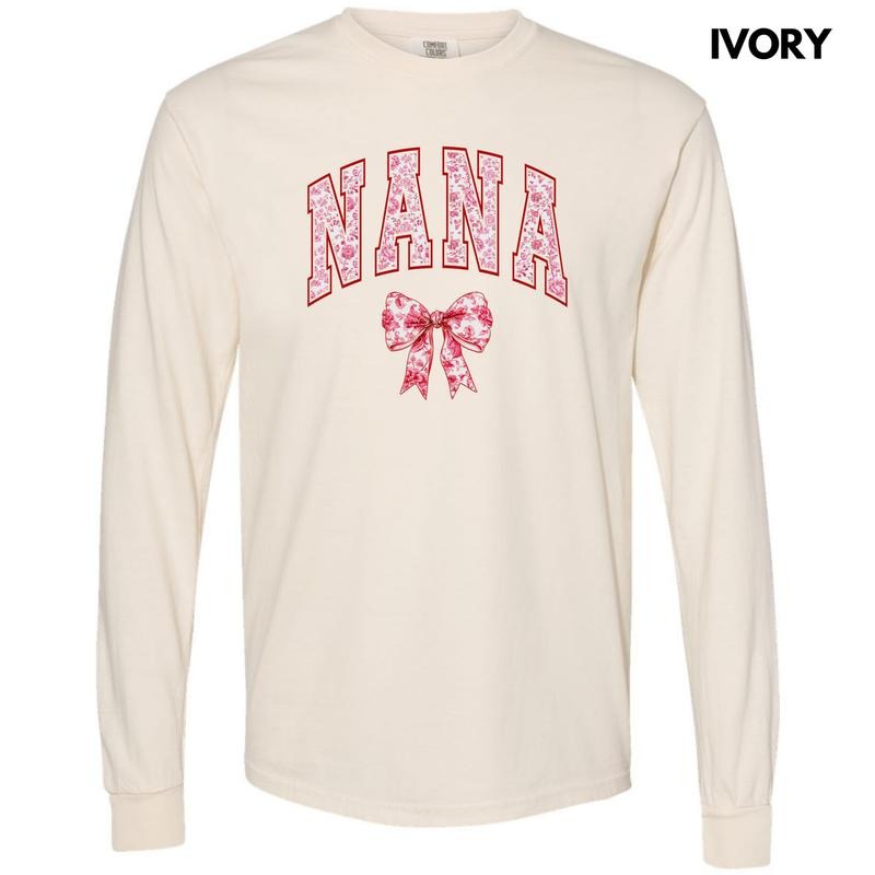 Nana Red Ginger Jar Florals Long Sleeve Comfort Colors 'NLB' T-Shirts, Hoodie, Sweatshirt